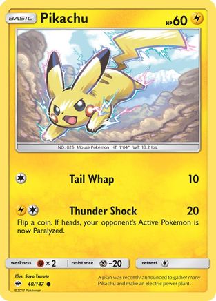 Pikachu 040  SM  Burning Shadows - Common