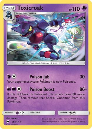 Toxicroak 055  SM  Burning Shadows - Rare