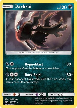 Darkrai 087  - Holofoil SM  Burning Shadows - Holo Rare