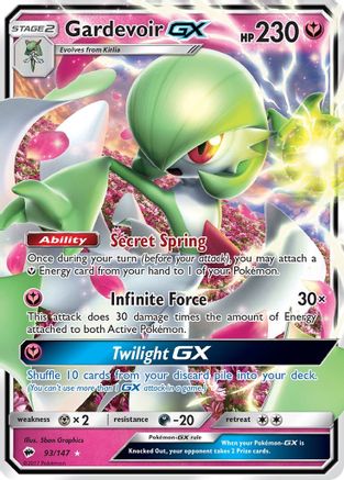 Gardevoir GX 093  - Holofoil SM  Burning Shadows - Ultra Rare