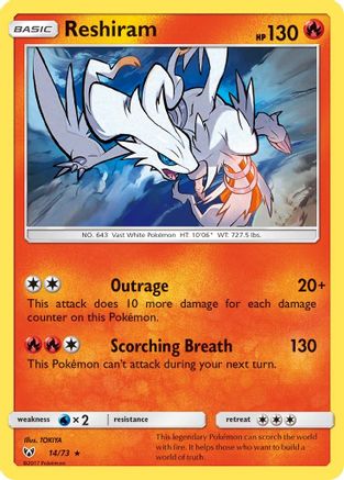 Reshiram 014  - Reverse Holofoil Shining Legends - Holo Rare