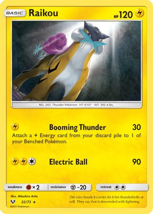 Raikou 032  - Holofoil Shining Legends - Holo Rare
