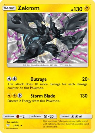 Zekrom 035  - Reverse Holofoil Shining Legends - Holo Rare