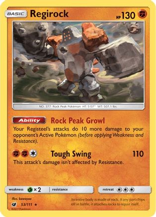 Regirock 053  - Reverse Holofoil SM  Crimson Invasion - Rare