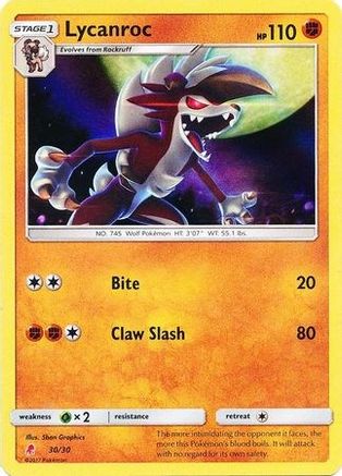 Lycanroc (#30 Holofoil)  - Holofoil SM Trainer Kit Lycanroc & Alolan Raichu - Uncommon