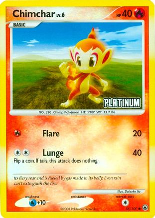 Chimchar - 56/100 [Platinum]/100  - Reverse Holofoil Burger King Promos - Promo