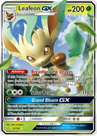 Leafeon GX 013  - Holofoil SM  Ultra Prism - Ultra Rare