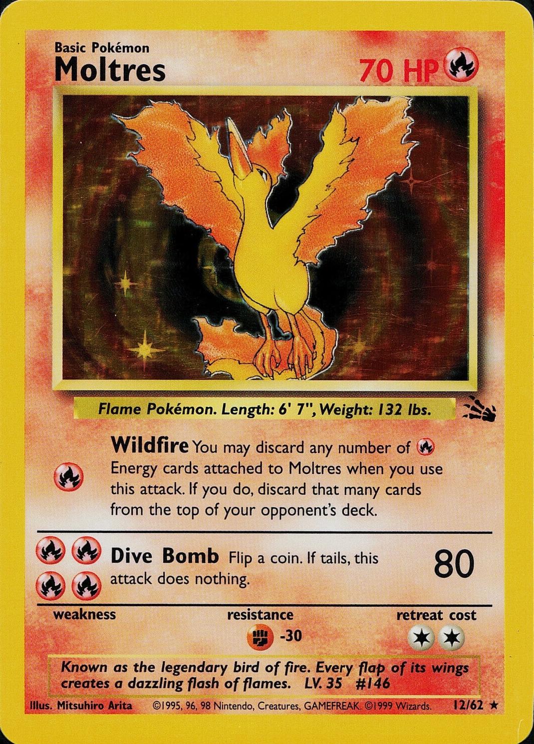 Moltres (12) (12) 012  - Unlimited Holofoil Fossil - Holo Rare