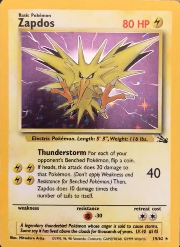 Zapdos (15) (15) 015  - Unlimited Holofoil Fossil - Holo Rare