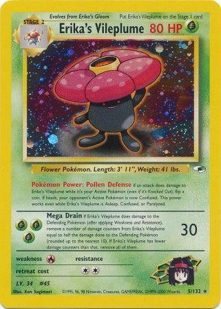 Erika's Vileplume 005  - Unlimited Holofoil Gym Heroes - Holo Rare