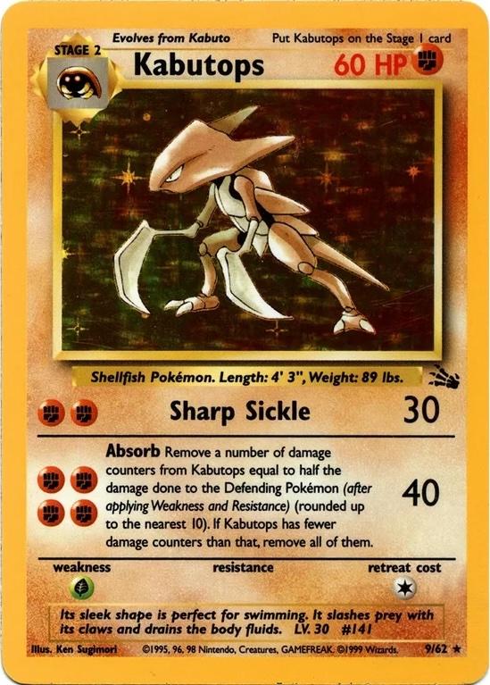 Kabutops (9) (9) 009  - Unlimited Holofoil Fossil - Holo Rare
