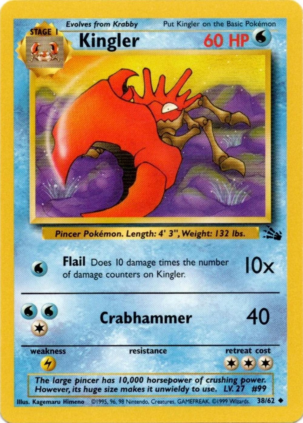 Kingler 038  - Unlimited Fossil - Uncommon
