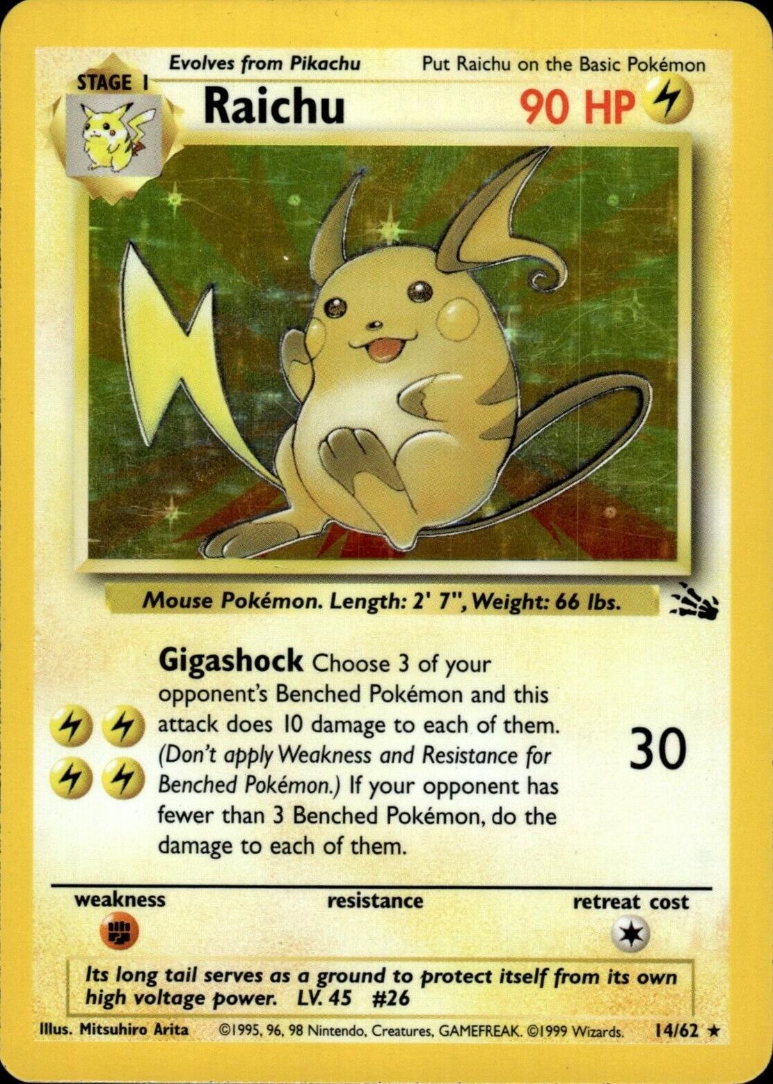 Raichu (14) (14) 014  - Unlimited Holofoil Fossil - Holo Rare