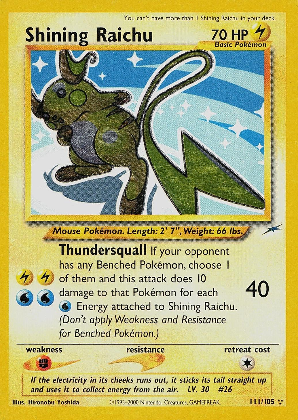 Shining Raichu  - Unlimited Holofoil Neo Destiny - Secret Rare
