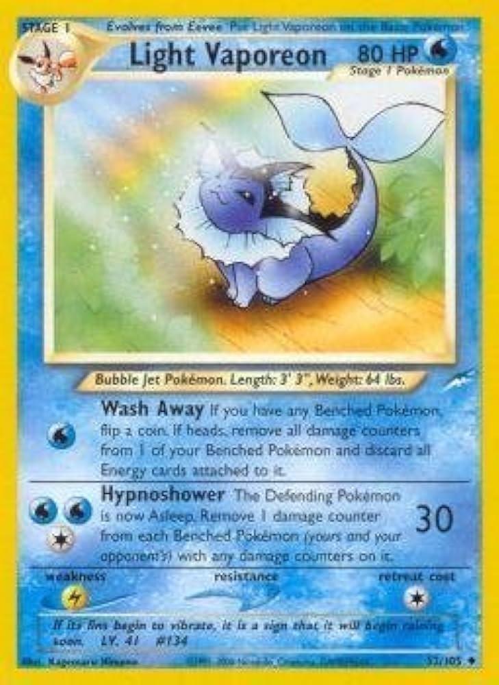 Light Vaporeon 052  - Unlimited Neo Destiny - Uncommon