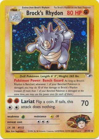 Brock's Rhydon 002  - Unlimited Holofoil Gym Heroes - Holo Rare