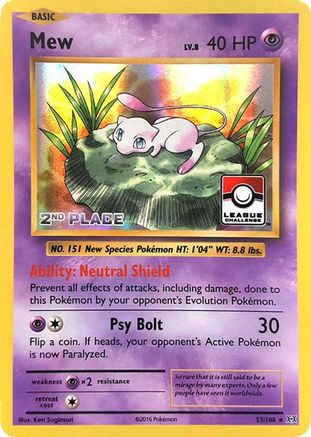 Mew - 53/108 (League Challenge) [2nd Place]/108  - Holofoil League & Championship Cards - Promo