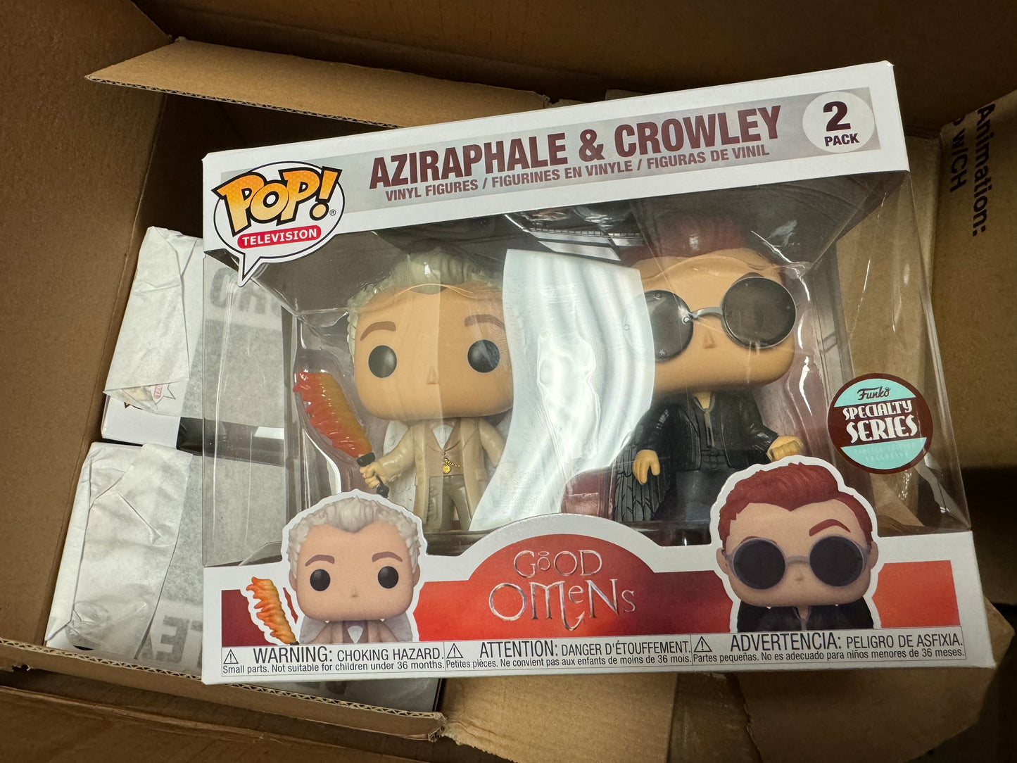 FUNKO POP! TELEVISION: GOOD OMENS - AZIRAPHALE & CROWLEY 2 PACK [SPECIALTY SERIES EXCLUSIVE] *IMPERFECT BOX*