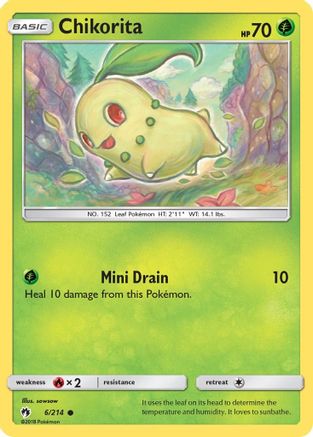 Chikorita (6) (6) 006  - Reverse Holofoil SM  Lost Thunder - Common