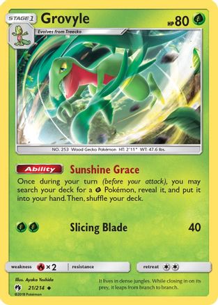 Grovyle 021  - Reverse Holofoil SM  Lost Thunder - Uncommon