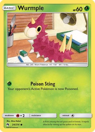 Wurmple (24) (24) 024/214  - Reverse Holofoil SM  Lost Thunder - Common