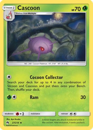 Cascoon/214  - Reverse Holofoil SM  Lost Thunder - Uncommon