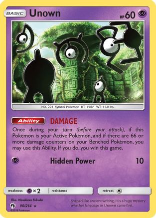 Unown (90) (90) 090  - Reverse Holofoil SM  Lost Thunder - Rare