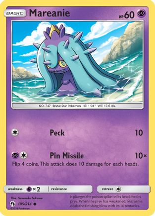 Mareanie (105)  - Reverse Holofoil SM  Lost Thunder - Common