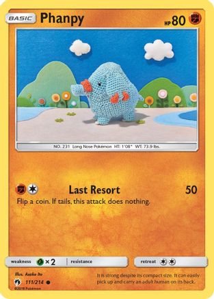 Phanpy 111  - Reverse Holofoil SM  Lost Thunder - Common