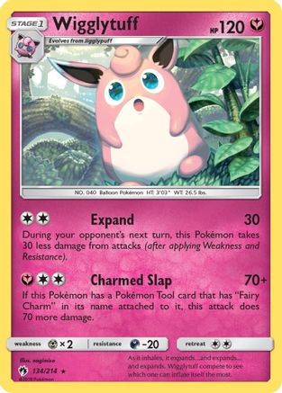 Wigglytuff 134  - Reverse Holofoil SM  Lost Thunder - Rare