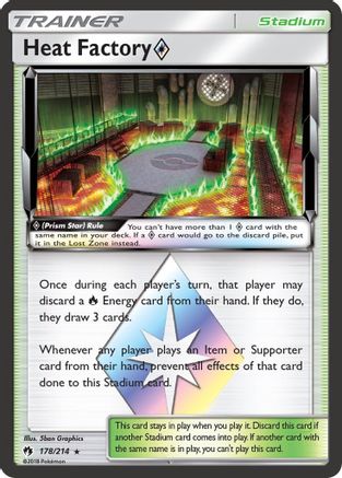 Heat Factory Prism Star 178  - Holofoil SM  Lost Thunder - Prism Rare