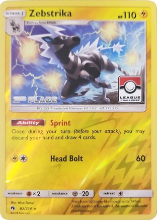 Zebstrika (League Challenge) [2nd Place] 082/214  - Reverse Holofoil League & Championship Cards - Promo