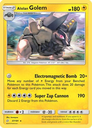 Alolan Golem 037  - Reverse Holofoil SM  Team Up - Rare