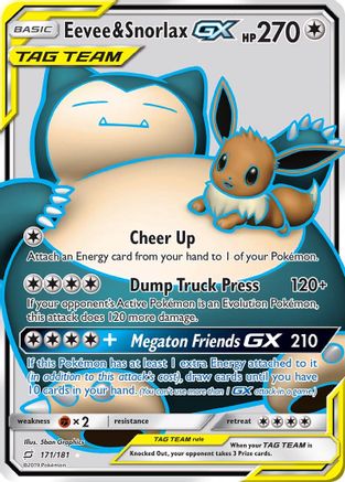 Eevee & Snorlax GX (Full Art)  - Holofoil SM  Team Up - Ultra Rare