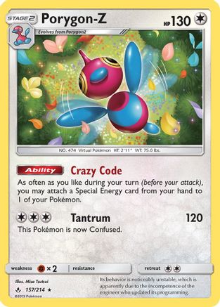 Porygon-Z 157/214  - Holofoil SM  Unbroken Bonds - Holo Rare
