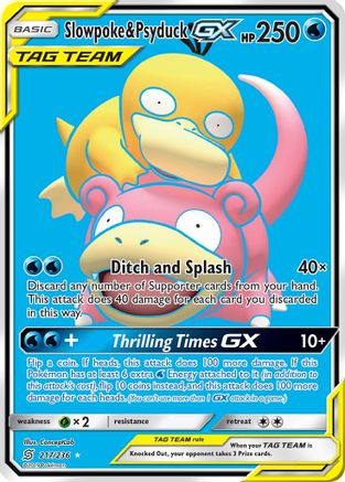 Slowpoke & Psyduck GX (Full Art)  - Holofoil SM  Unified Minds - Ultra Rare