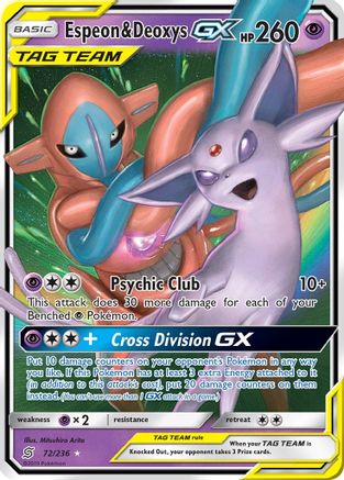 Espeon & Deoxys GX 072  - Holofoil SM  Unified Minds - Ultra Rare