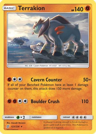 Terrakion  - Reverse Holofoil SM  Unified Minds - Holo Rare