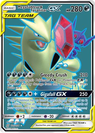 Mega Sableye & Tyranitar GX (Full Art)  - Holofoil SM  Unified Minds - Ultra Rare