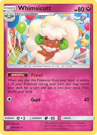 Whimsicott 144  - Reverse Holofoil SM  Unified Minds - Rare