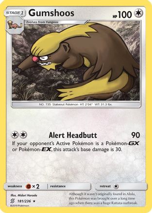 Gumshoos  - Reverse Holofoil SM  Unified Minds - Rare
