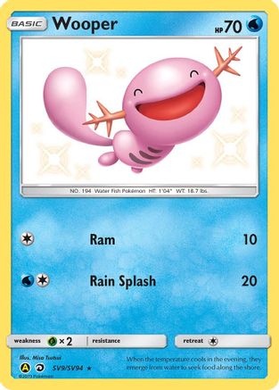 Wooper SV9  - Holofoil Hidden Fates Shiny Vault - Shiny Holo Rare