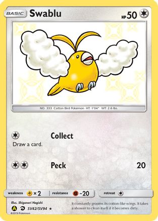 Swablu SV42  - Holofoil Hidden Fates Shiny Vault - Shiny Holo Rare