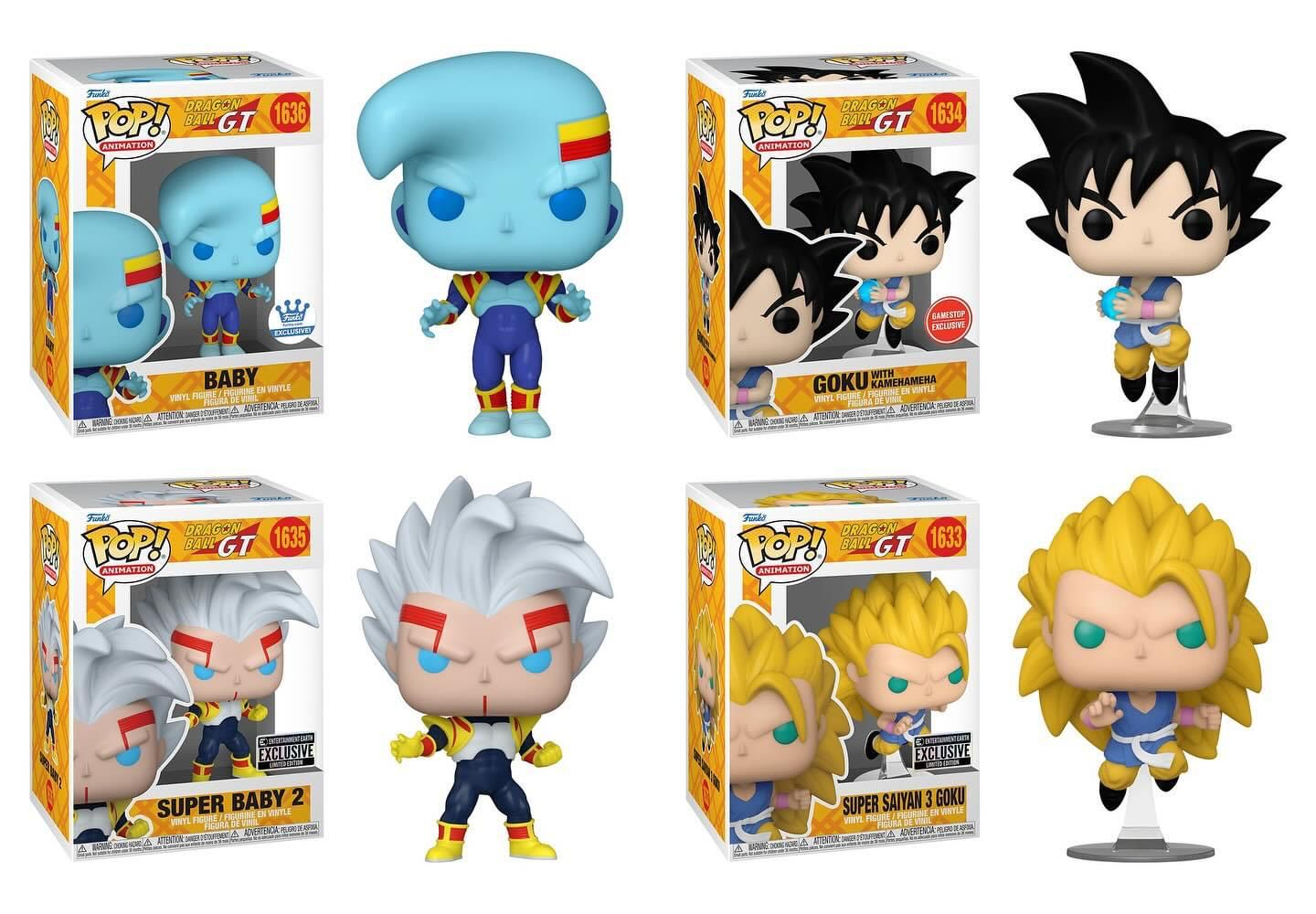 Funko Pop! Anime: Dragon Ball GT - Baby #1636 / Goku #1634 / Super Baby 2 #1635 / Super Saiyan 3 Goku #1633 *PREORDER*