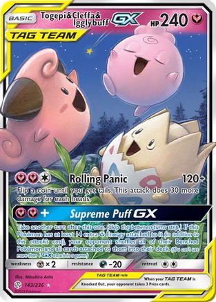 Togepi & Cleffa & Igglybuff GX 143  - Holofoil SM  Cosmic Eclipse - Ultra Rare