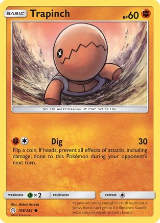 Trapinch 108/236  - Reverse Holofoil SM  Cosmic Eclipse - Common