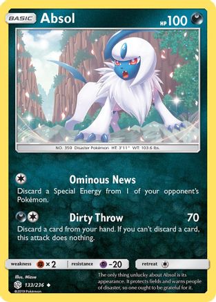 Absol 133  - Reverse Holofoil SM  Cosmic Eclipse - Uncommon
