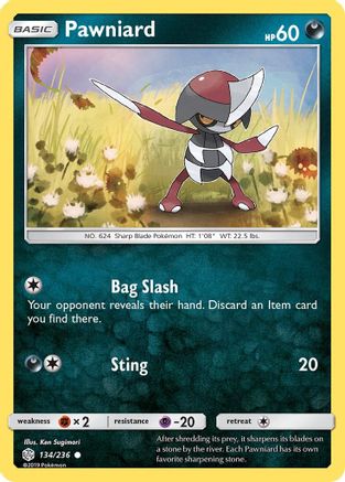 Pawniard 134/236  - Reverse Holofoil SM  Cosmic Eclipse - Common