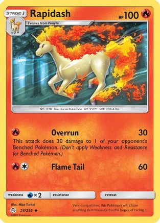 Rapidash 024/236  - Reverse Holofoil SM  Cosmic Eclipse - Uncommon