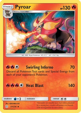 Pyroar  - Reverse Holofoil SM  Cosmic Eclipse - Uncommon